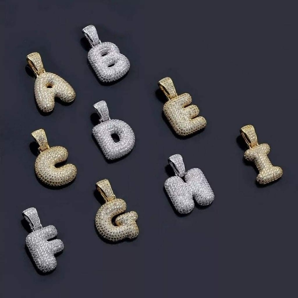 Hip hop bubble letter "M" necklace